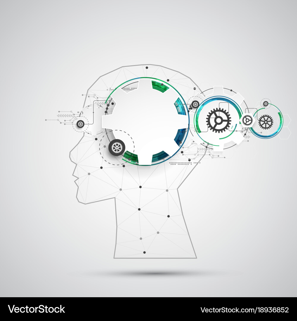 Creative brain concept background with triangular vector image