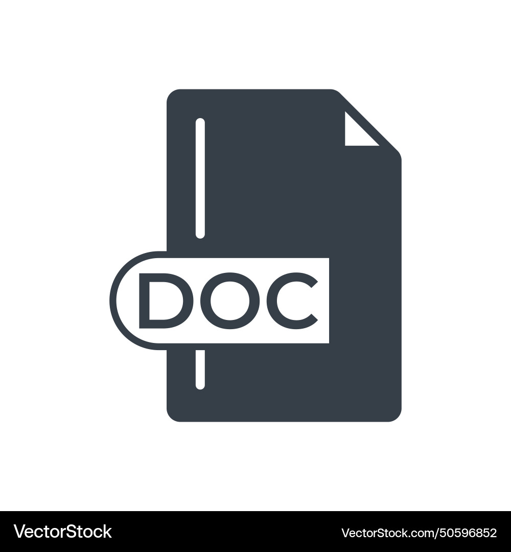 Doc file format icon extension filled vector image