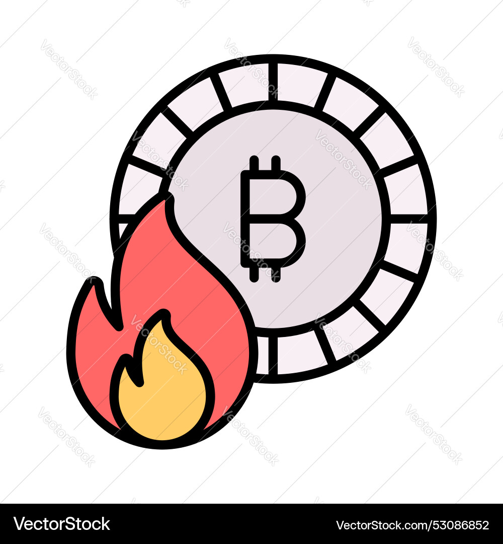 Fireflame with bitcoin showing concept Vector Image