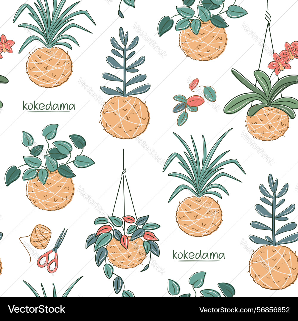 Seamless pattern with minimalist botanical of diy Seamless pattern with minimalist botanical of diy vector image