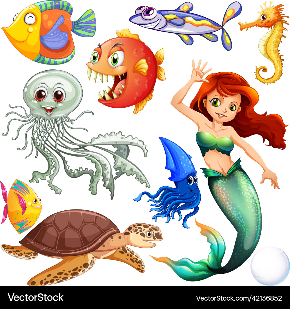 Underwater Sea Creatures Vector Image