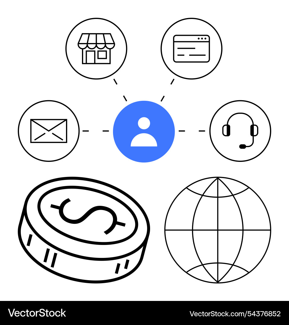 User centered network with e-commerce support User centered network with e-commerce support vector image