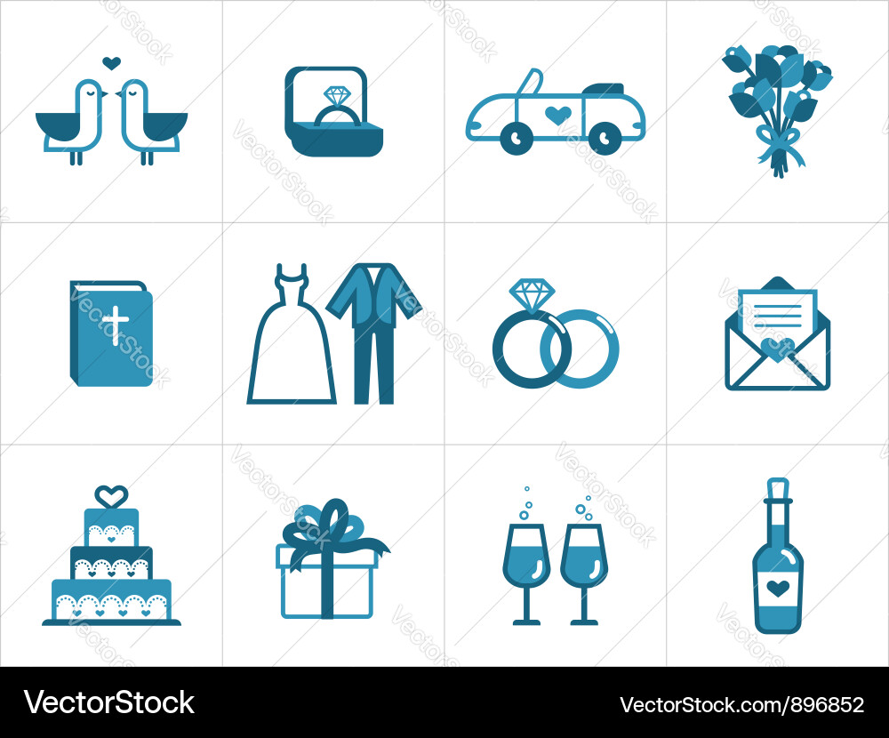 Wedding Icon Set Vector Image