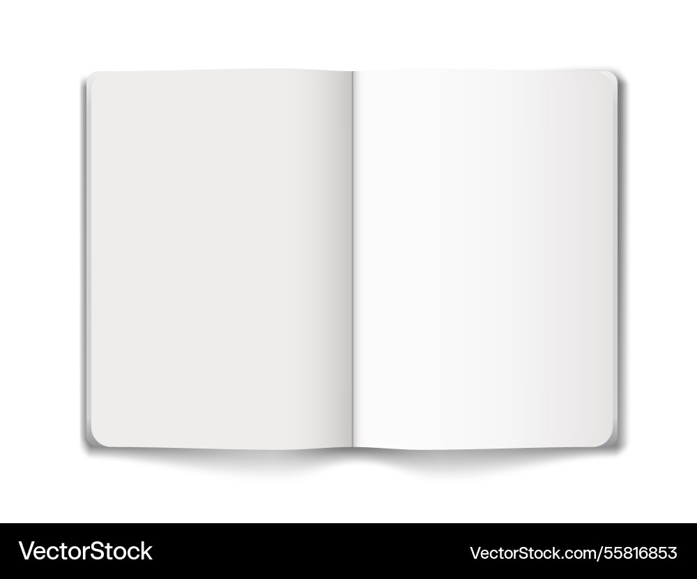 Blank open notepad isolated on white background vector image