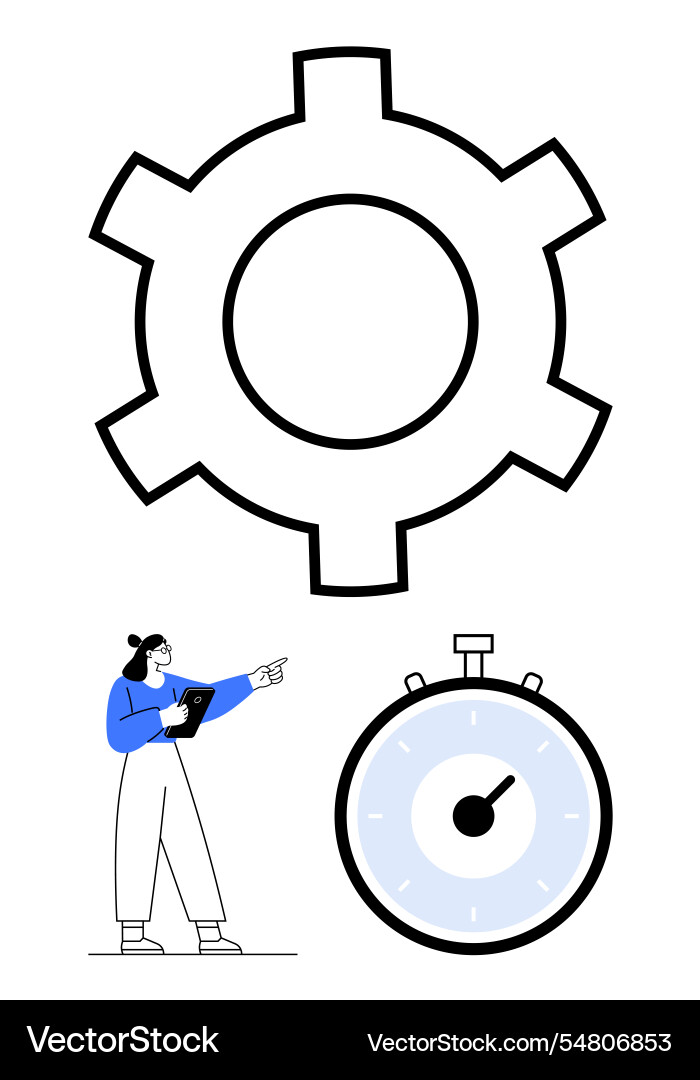 Efficient workflow concept with gear stopwatch Vector Image