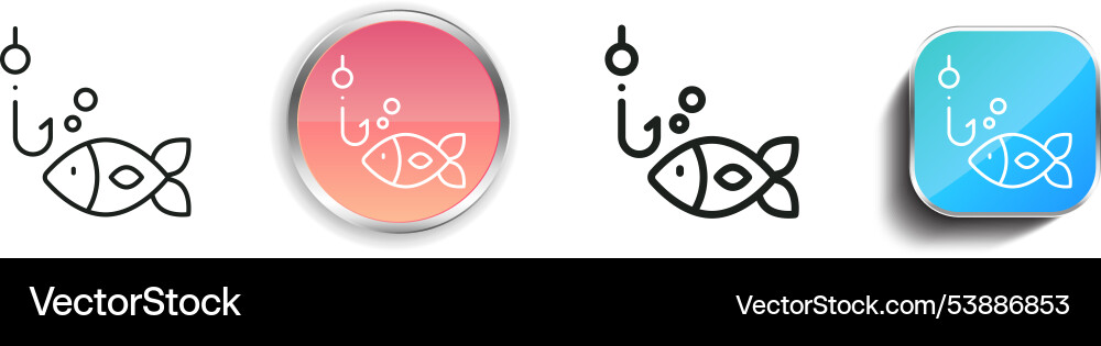 Fishing icon thin linear regular and button style vector image