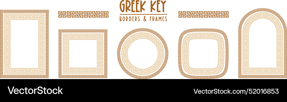 Greek key pattern seamless borders collection Vector Image