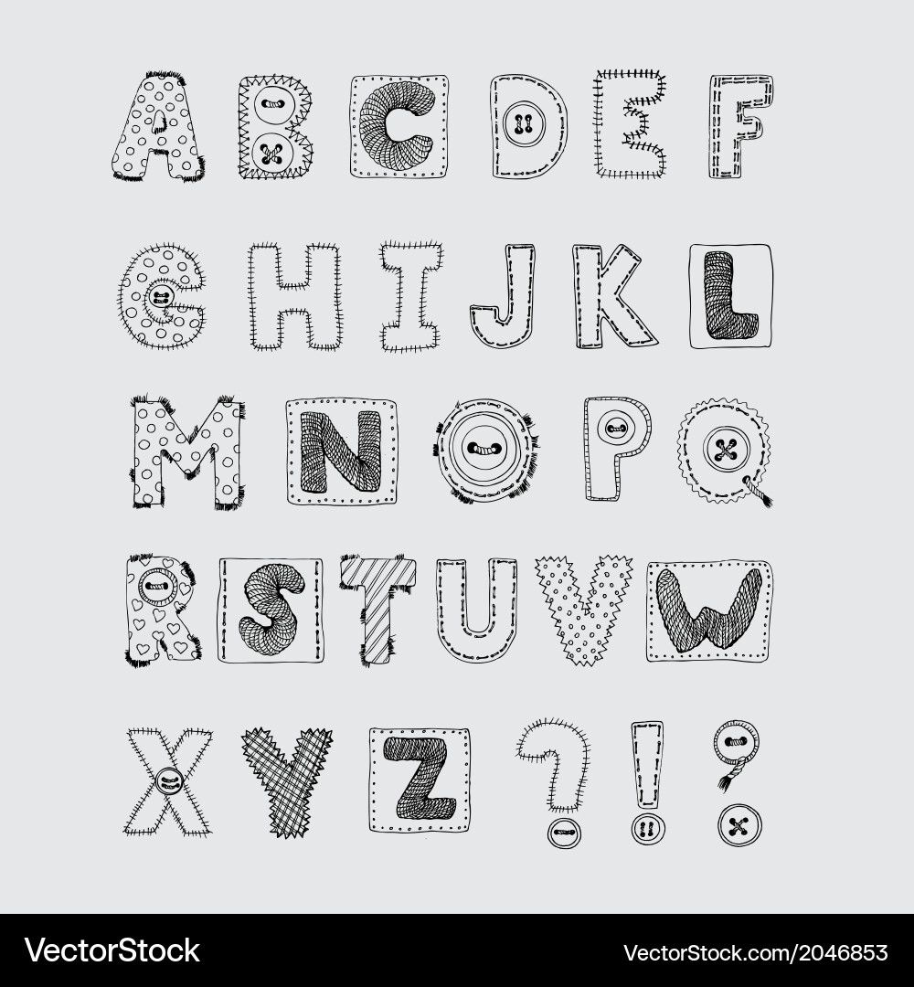 Hand drawn scrapbook alphabet Vector Image