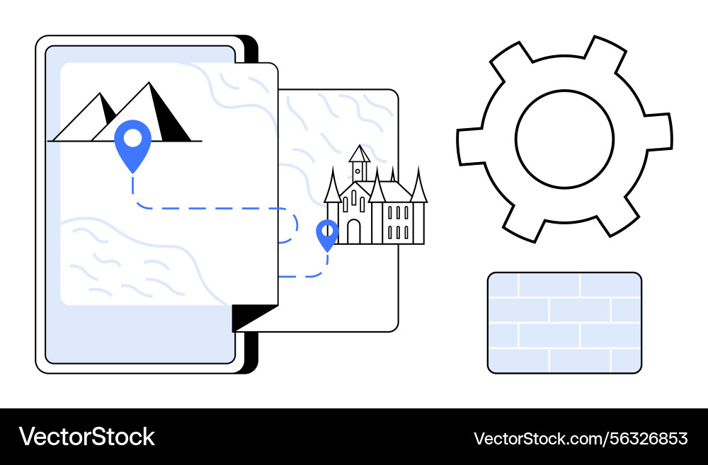 Navigation Map with Route Markers vector image