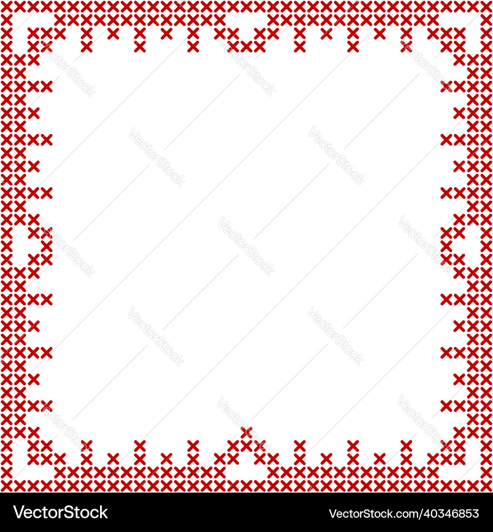 Red Cross Stitch Border Pattern vector image