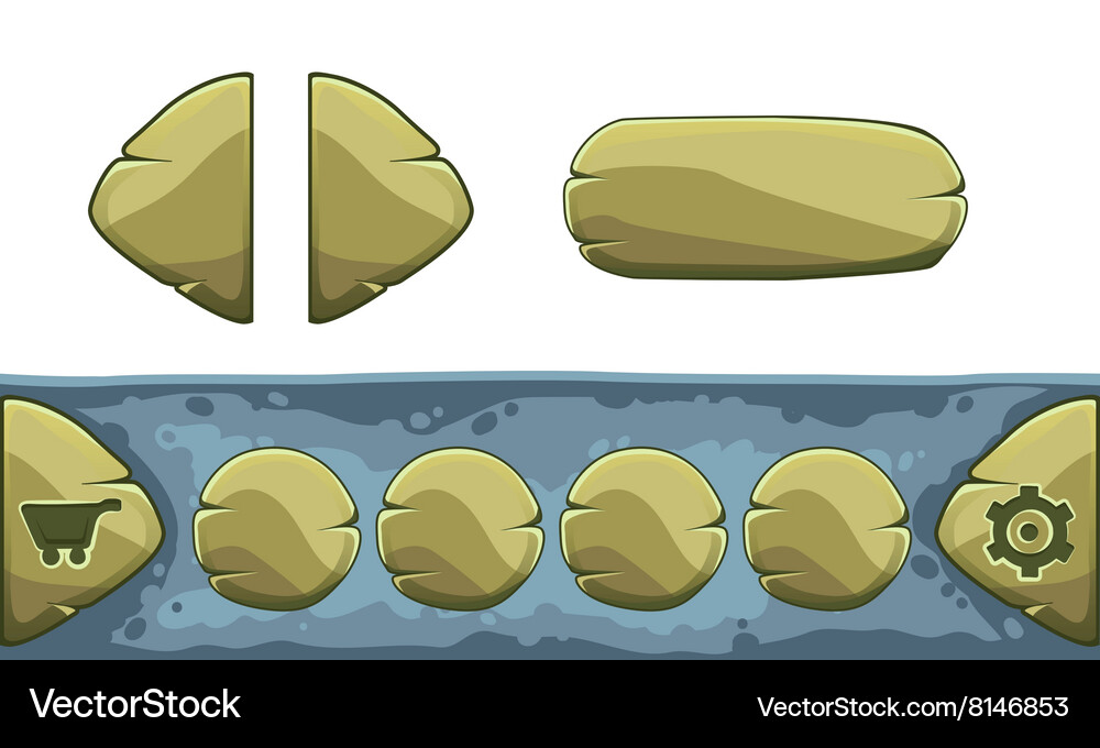 Set of cartoon buttons with different shapes gui Vector Image