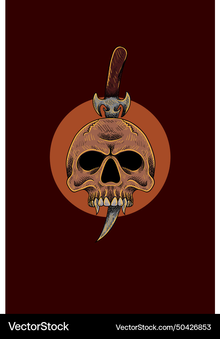 Skull with dagger Vector Image