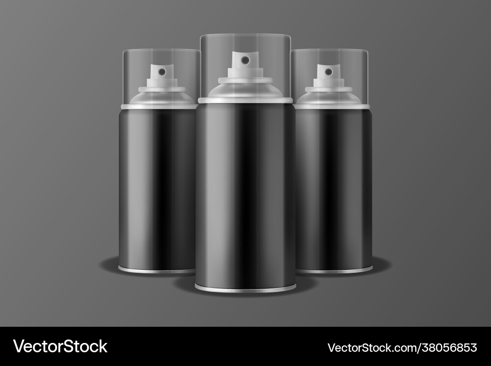 Three 3d realistic black aluminum blank Three 3d realistic black aluminum blank vector image