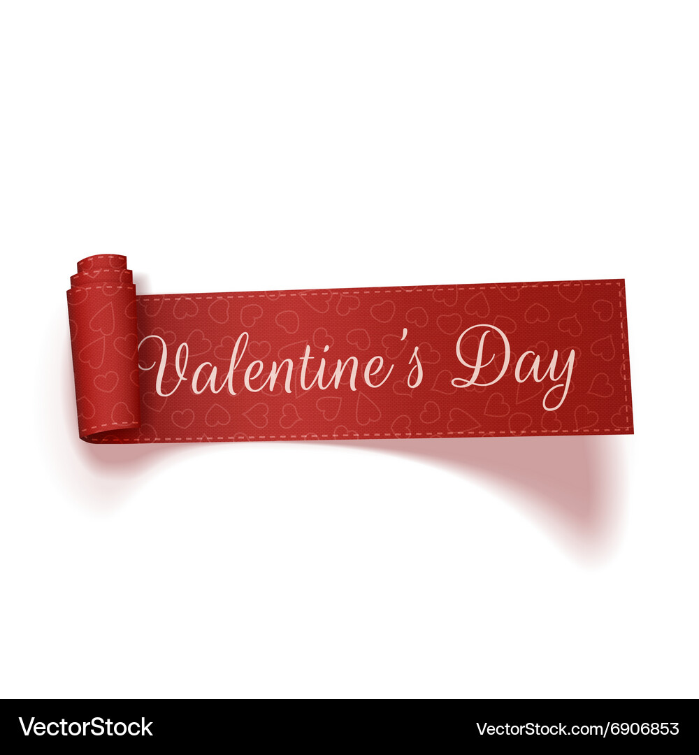 Valentines day realistic red scroll ribbon Vector Image