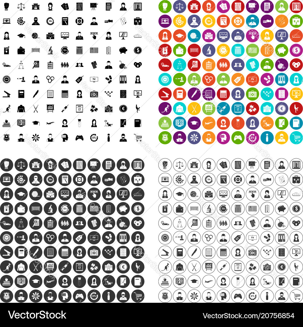 100 statistic data icons set variant vector image