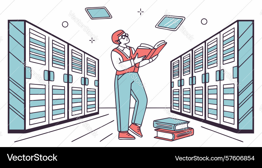 Data management in server room design generative vector image