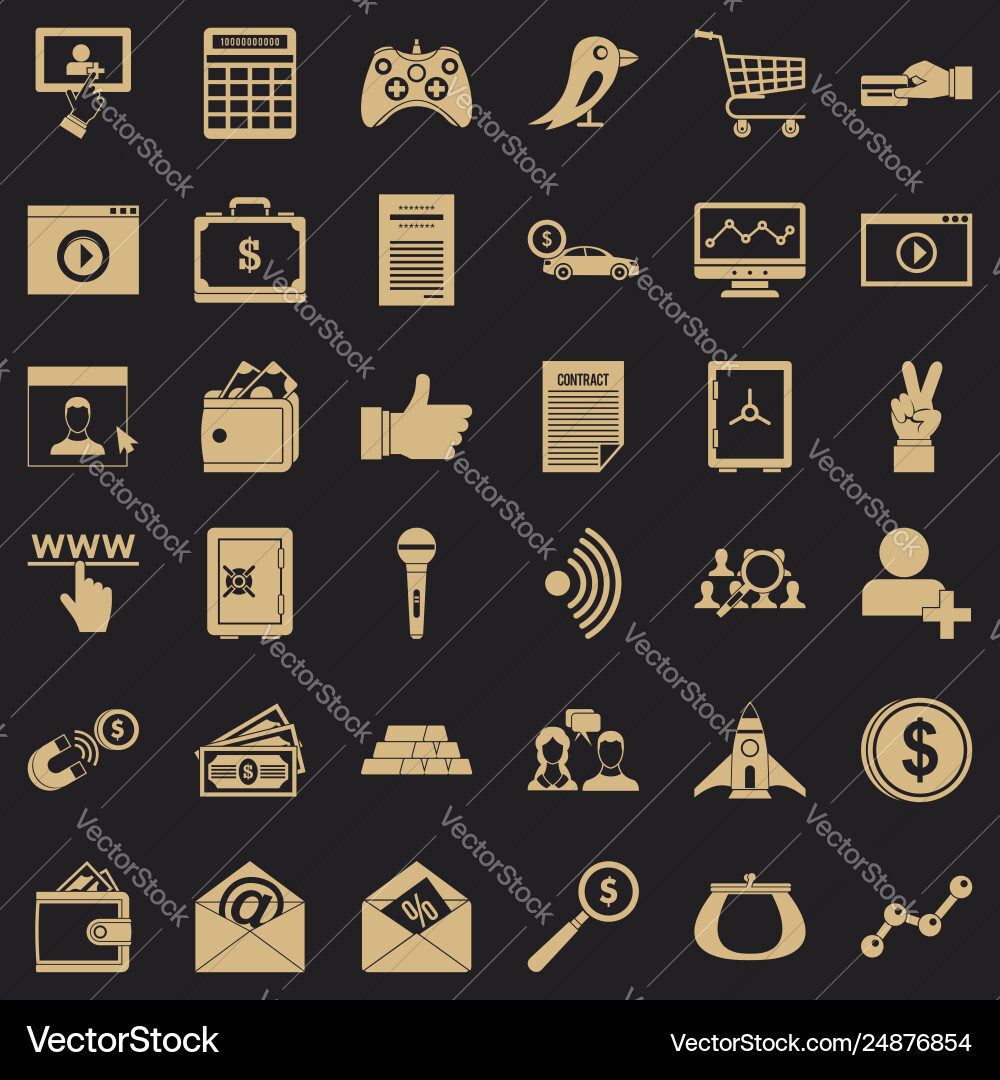 Digital contract icons set simple style Digital contract icons set simple style vector image