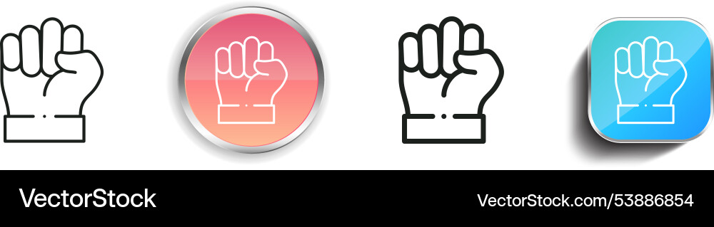 Fist icon thin linear regular and button style vector image