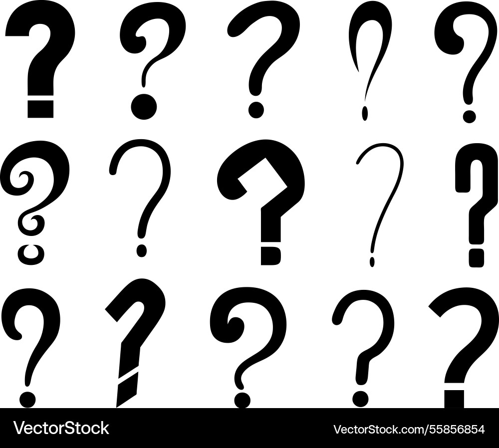 Group of different question mark signs Royalty Free Vector