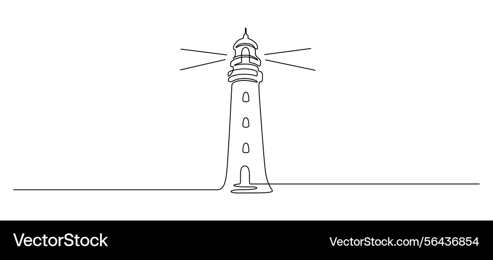 Lighthouse tower in one continuous line drawing Lighthouse tower in one continuous line drawing vector image