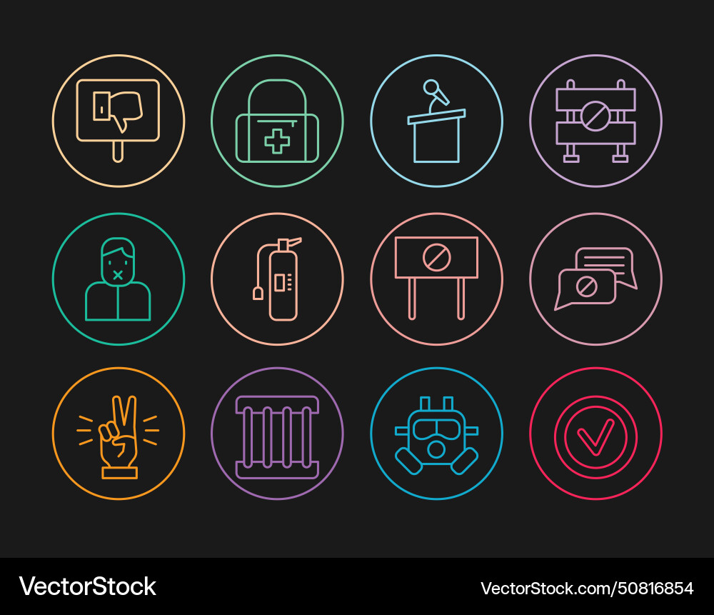 Set line check mark in round speech bubble chat vector image