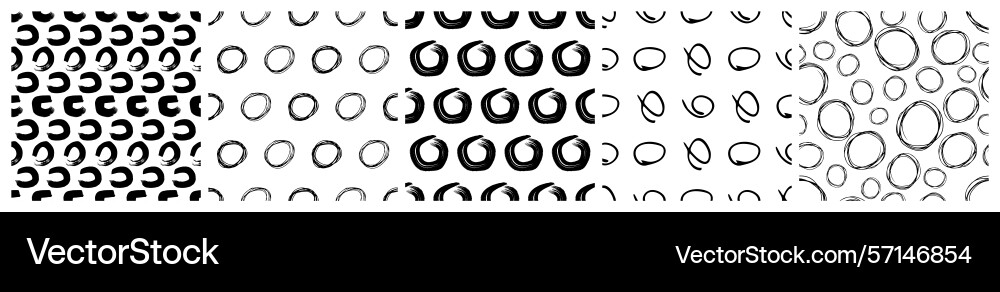 Set of seamless patterns with scribble smears Set of seamless patterns with scribble smears vector image