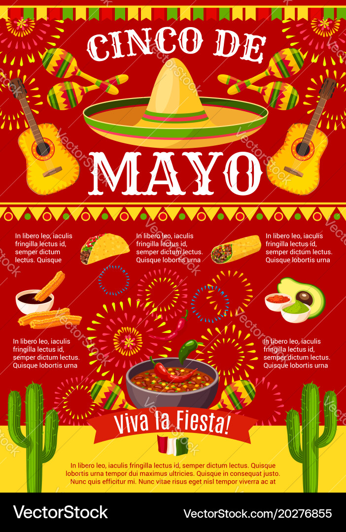 Cinco de Mayo Fiesta Poster Vector Image