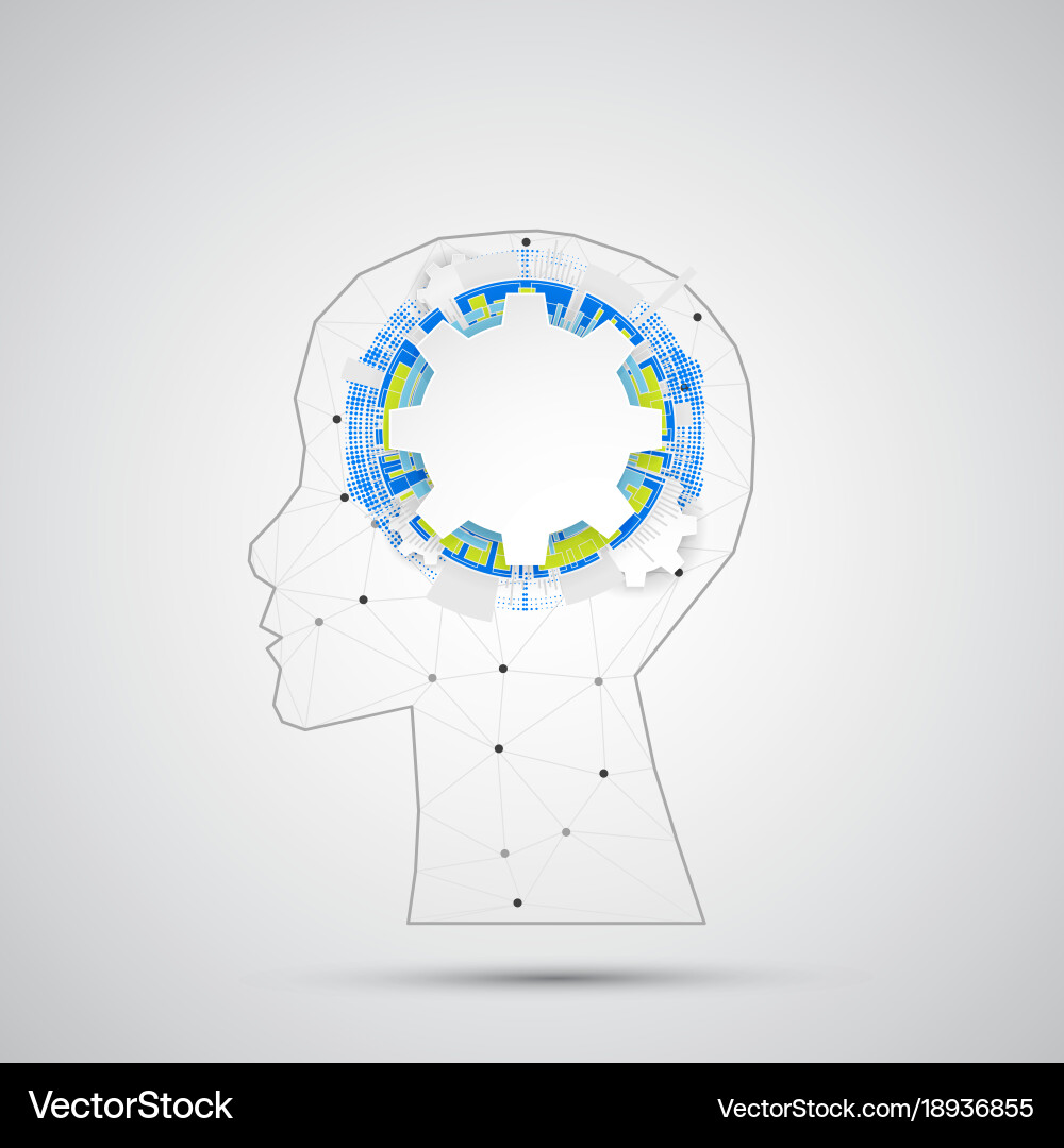 Creative brain concept background with triangular Vector Image