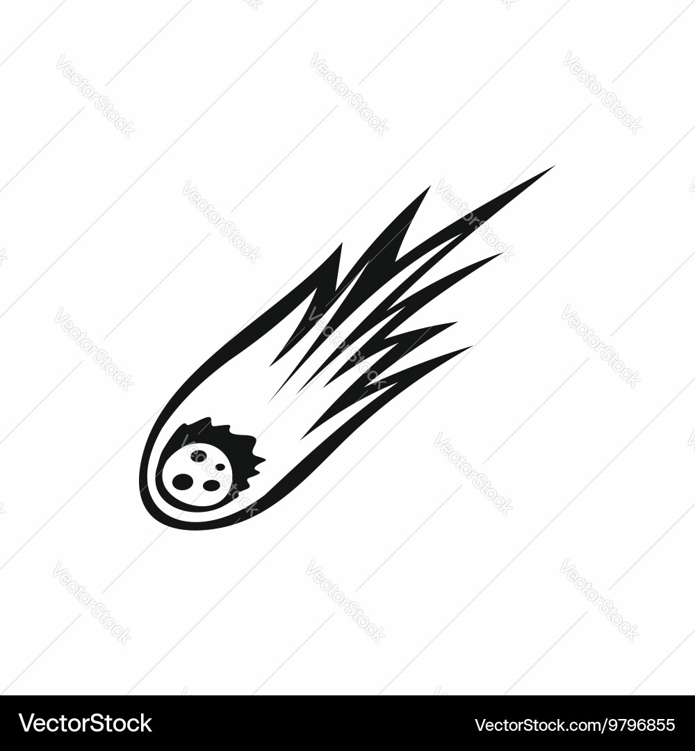 Falling meteor with long tail icon simple style vector image