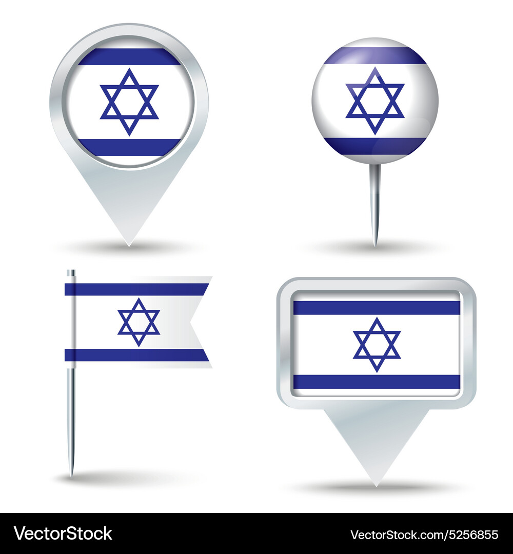 Kartenstifte mit Flagge von israel Vektorbild