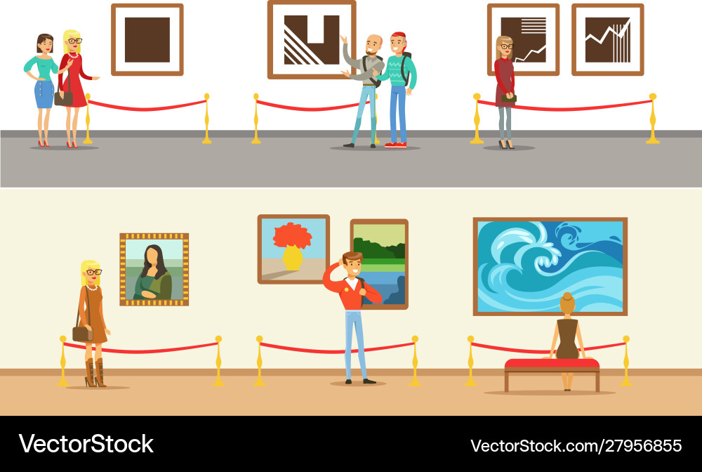 Museum visitors taking tour Museum visitors taking tour vector image