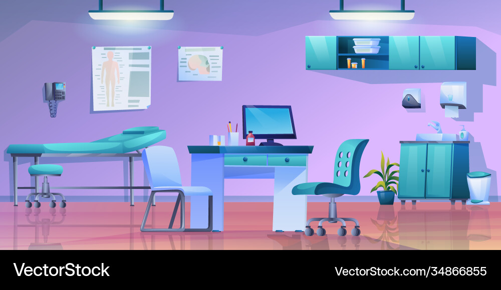 Panorama doctors office interior clinic room vector image