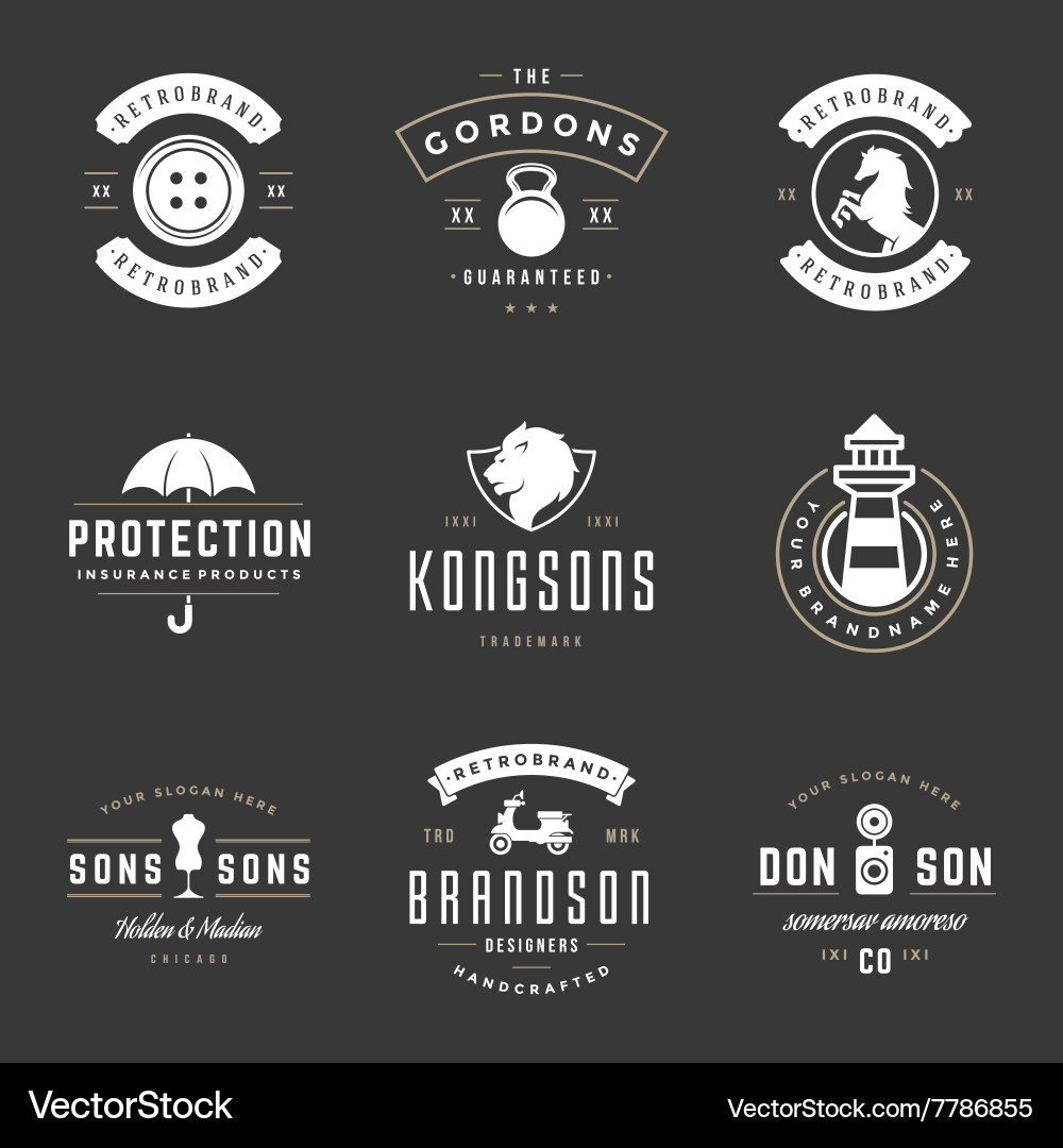 Retro Vintage Logo Set Vector Image