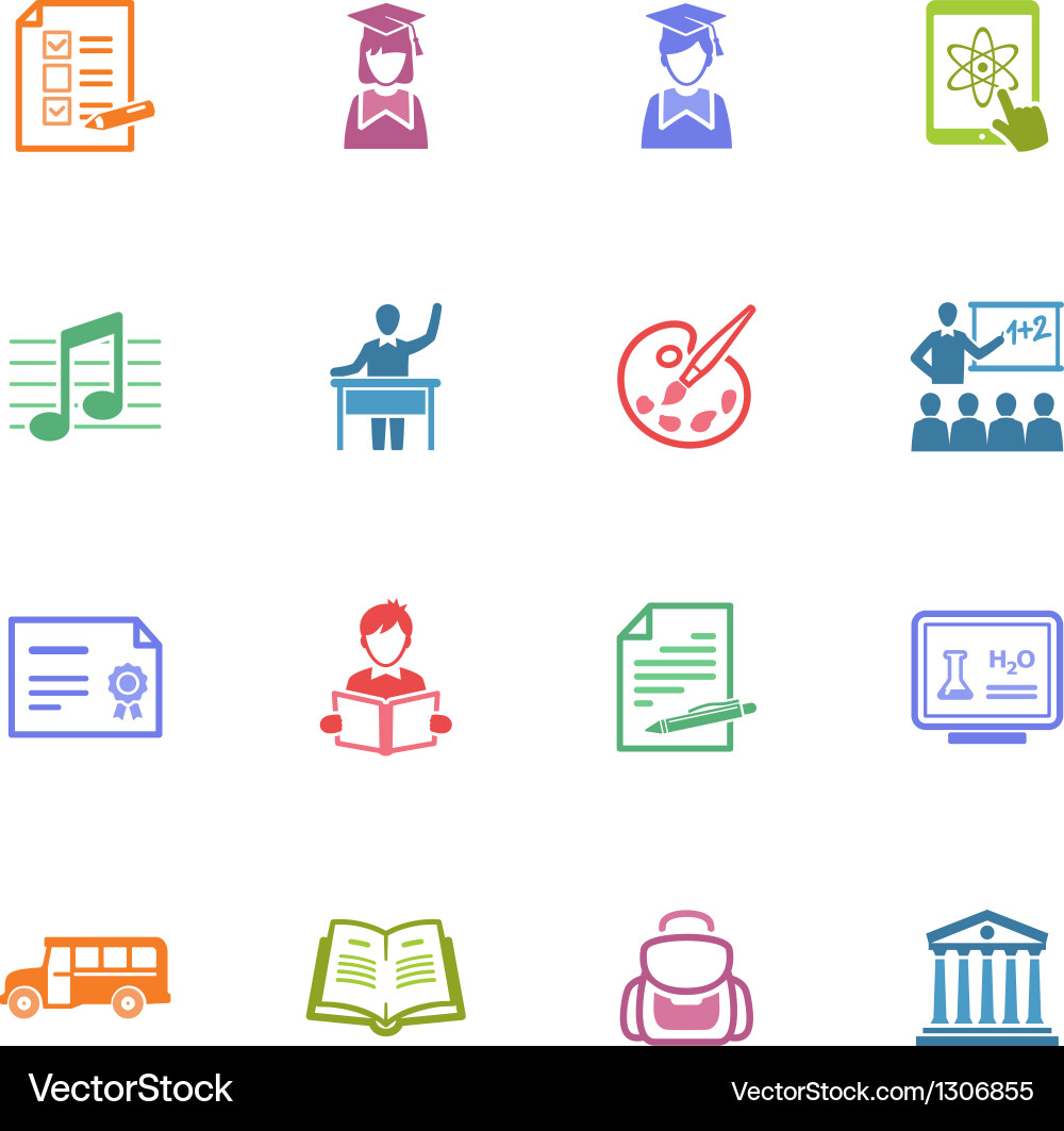 School & Education Icon Set Vector Image