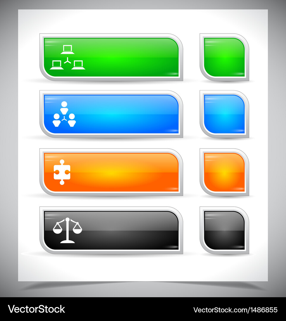Set of color plastic buttons for web Vector Image