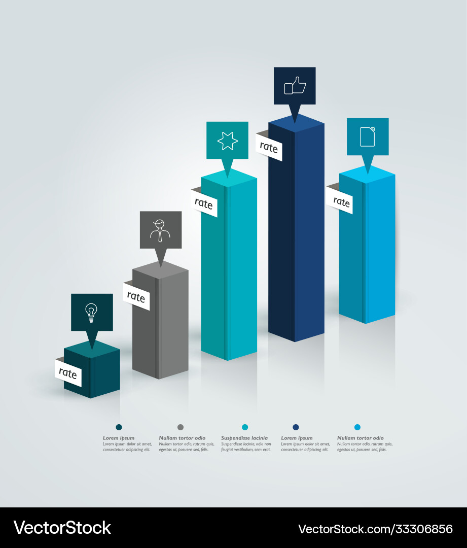 3D Chart Infographic Data Visualization Vector Image