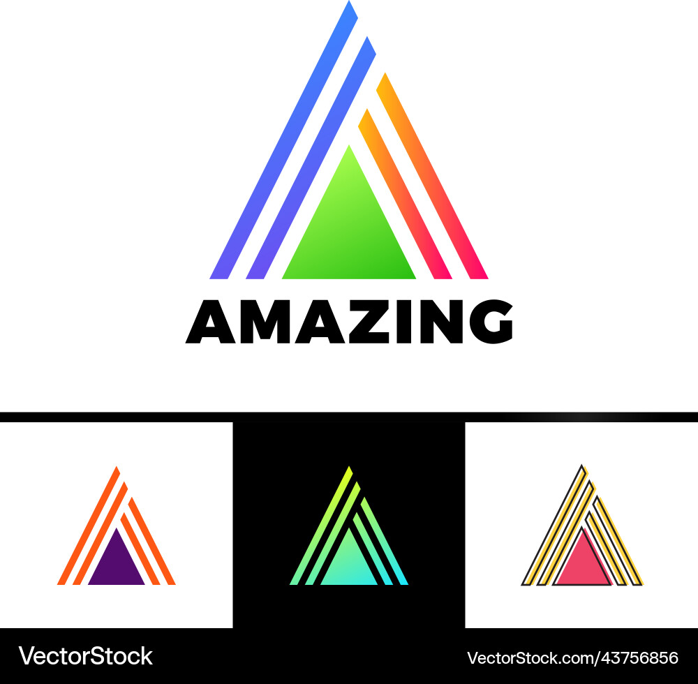 Buchstaben a eingeschlossen in Dreieck abstraktes Logo Vektorbild