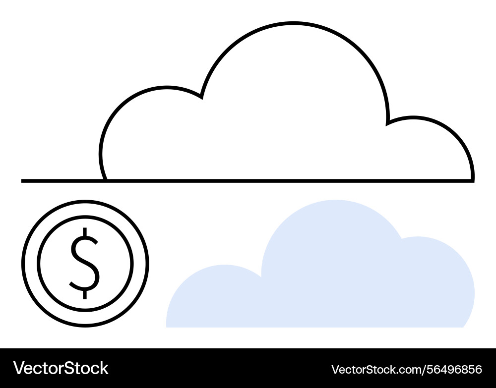 Cloud computing concept with dollar coin Cloud computing concept with dollar coin vector image