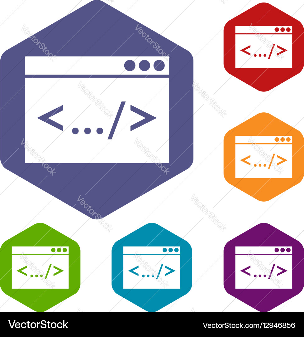 Code window icons set vector image