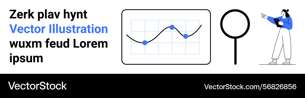 Data analysis with line graph magnifying glass Vector Image
