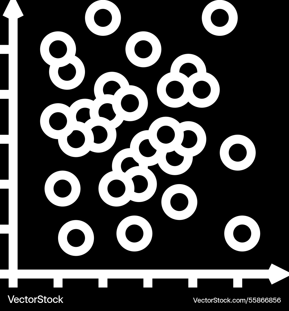Data points plot machine learning glyph icon Data points plot machine learning glyph icon vector image