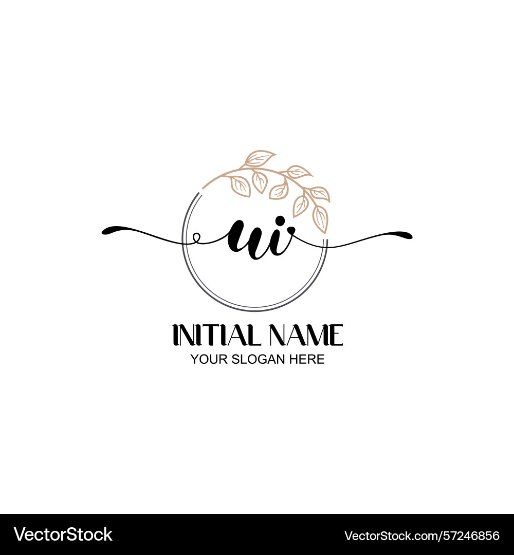 Elegant ui initial logo design with botanical Vector Image