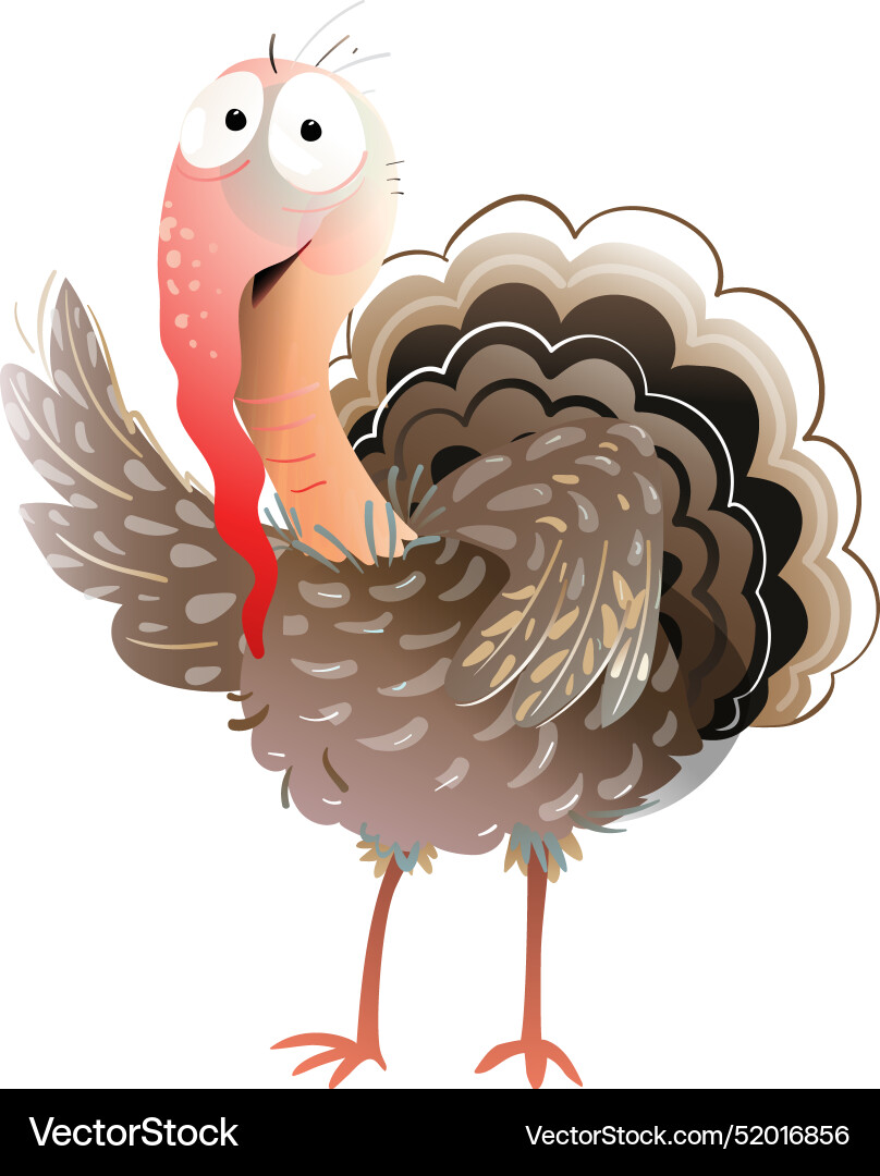 Funny turkey character cartoon drawing for kids Vector Image