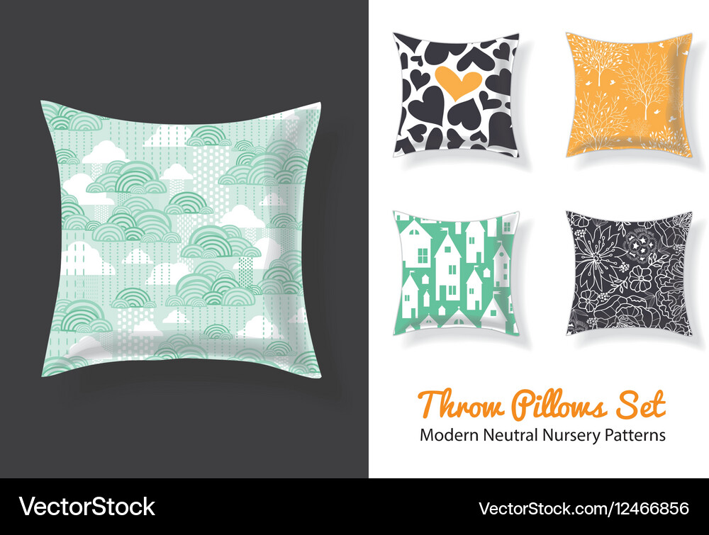 Set of throw pillows with matching unique neutral Vector Image