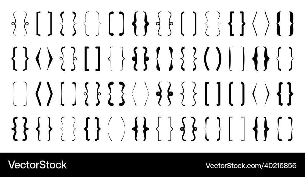 Text brackets collection black quotation box Text brackets collection black quotation box vector image