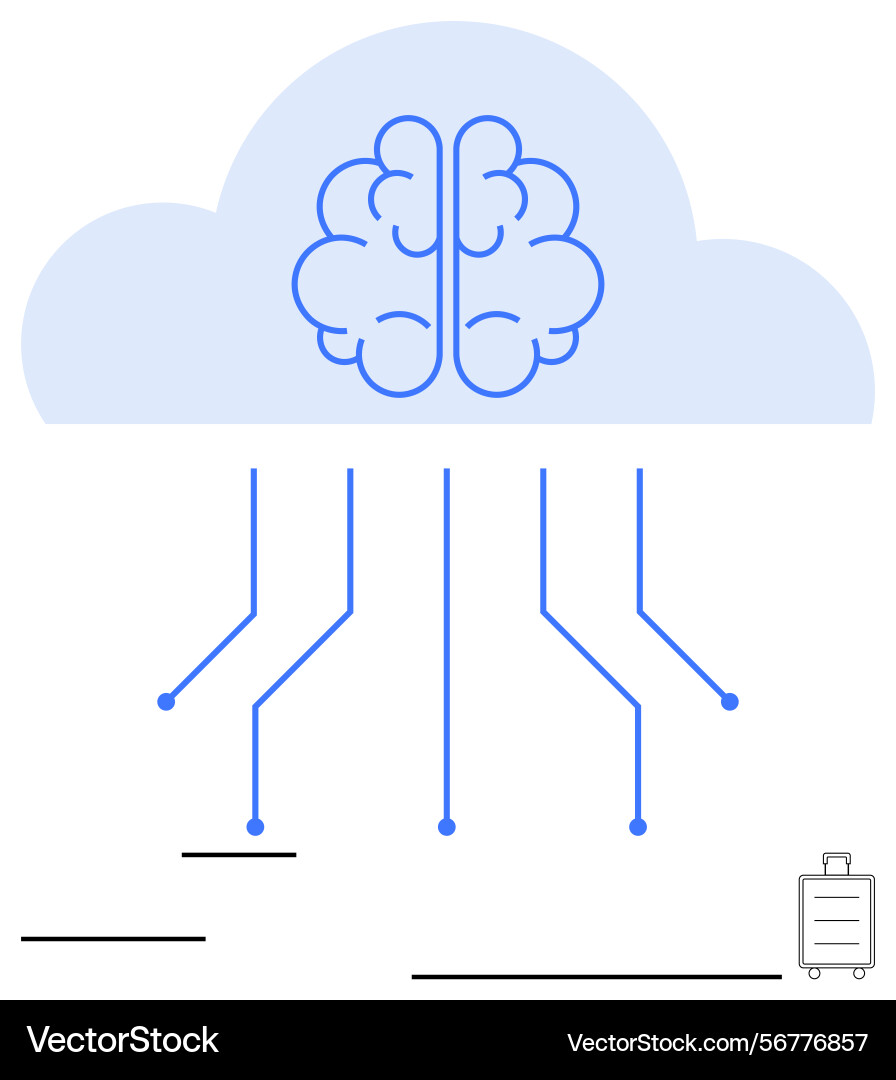 Brain and cloud with data connections representing Brain and cloud with data connections representing vector image