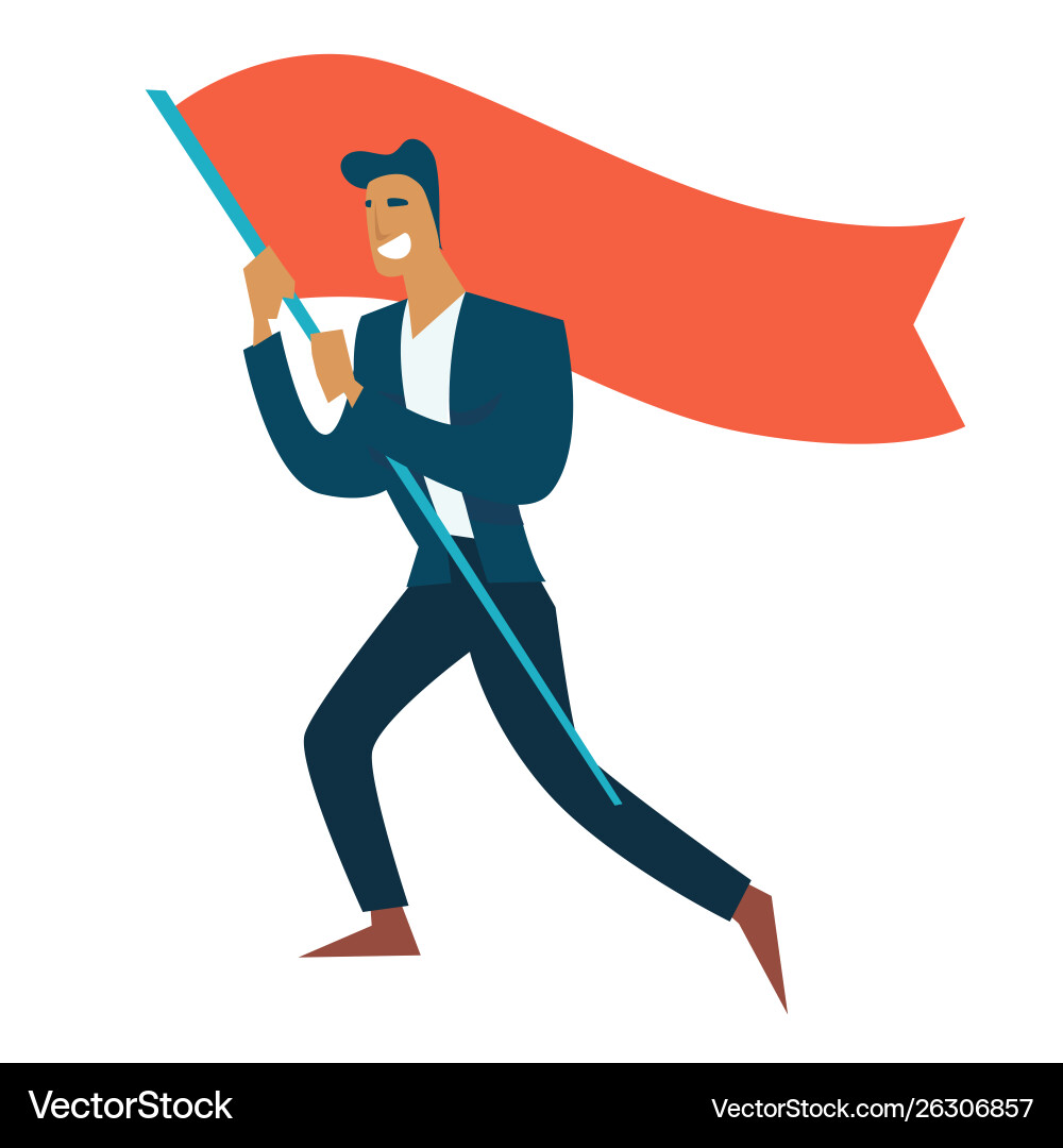 Businessman with blank banner or flag leader Businessman with blank banner or flag leader vector image