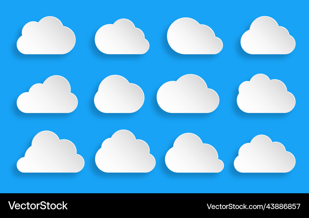 Cloud weather network data papercut web banner set Cloud weather network data papercut web banner set vector image