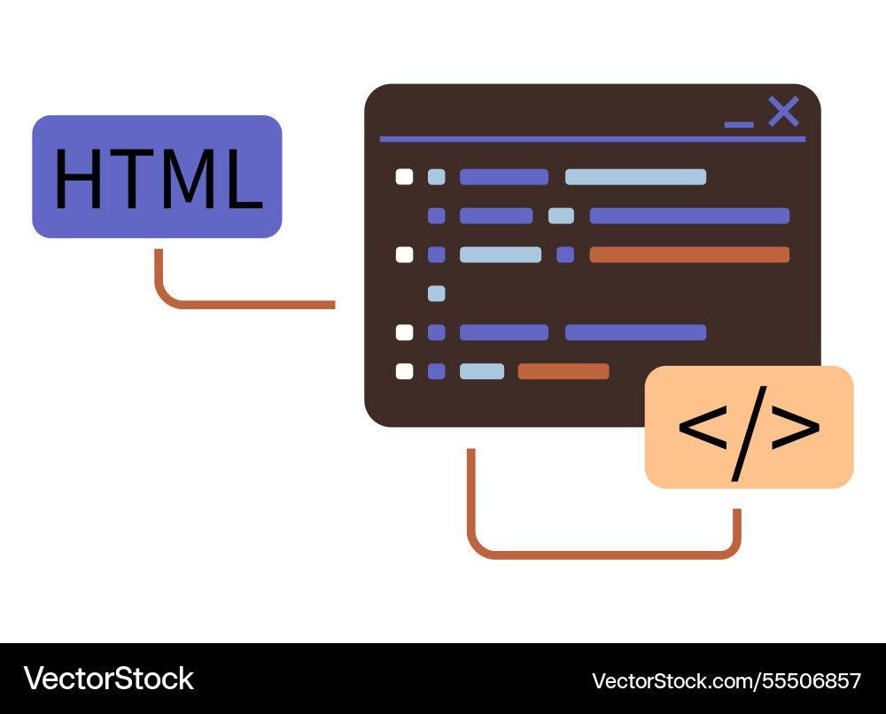 Coding interface highlighting html structure Coding interface highlighting html structure vector image