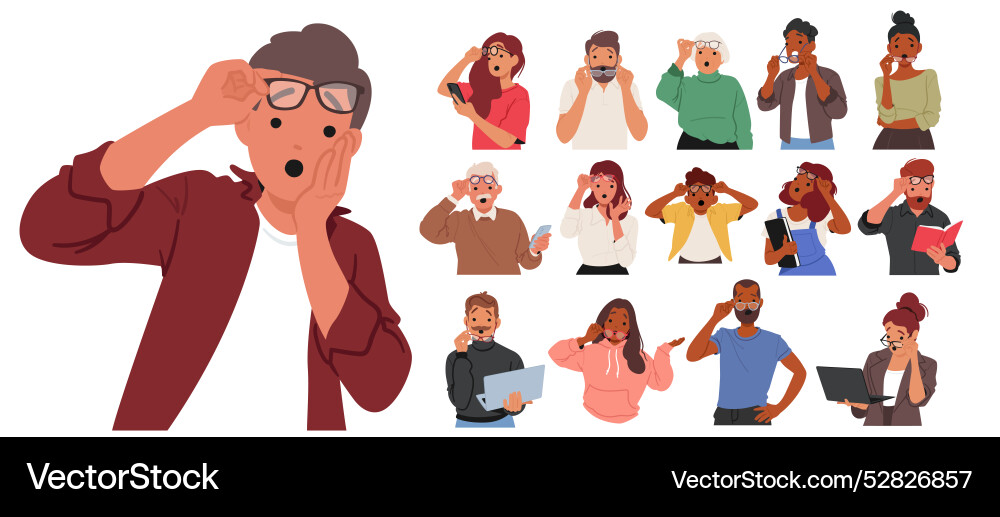 Collection of characters showcasing expressions Collection of characters showcasing expressions Vector Image